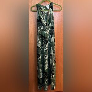NWT Japna Green Sleeveless V-Neck Halter Tank Maxi Dress Size XS Camo Smocked